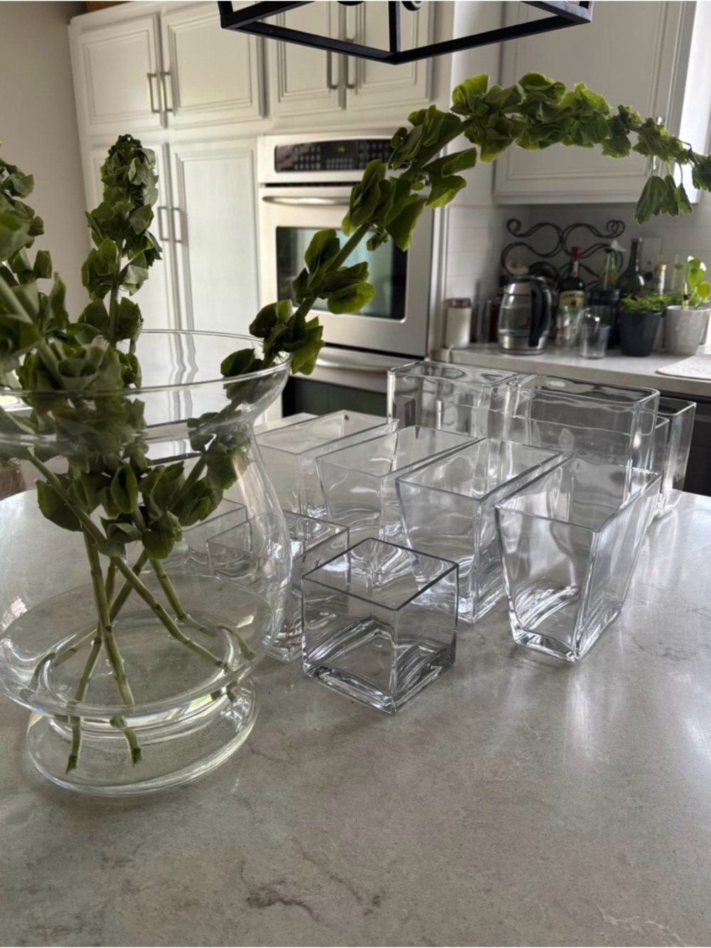 CB2 Clear Square Acrylic Vase / Container wedding decor home 8.5” tall